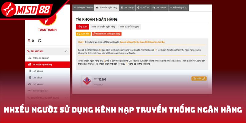 Nhiều người sử dụng kênh nạp truyền thống ngân hàng
